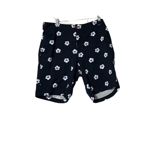 Club Room Chino Floral Print Men’s Shorts Navy Blue Flowers Size 36 Summer - Picture 1 of 5